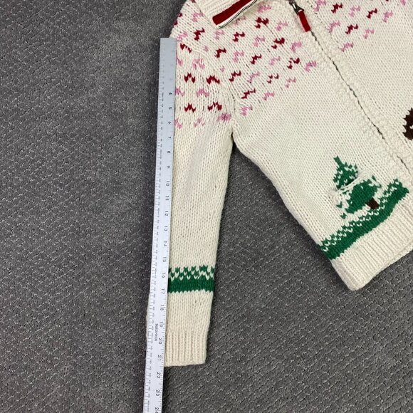 American Eagle Handknit Sweater Women's Large Alpaca Blend Bear Tree Fair Isle - Picture 13 of 14